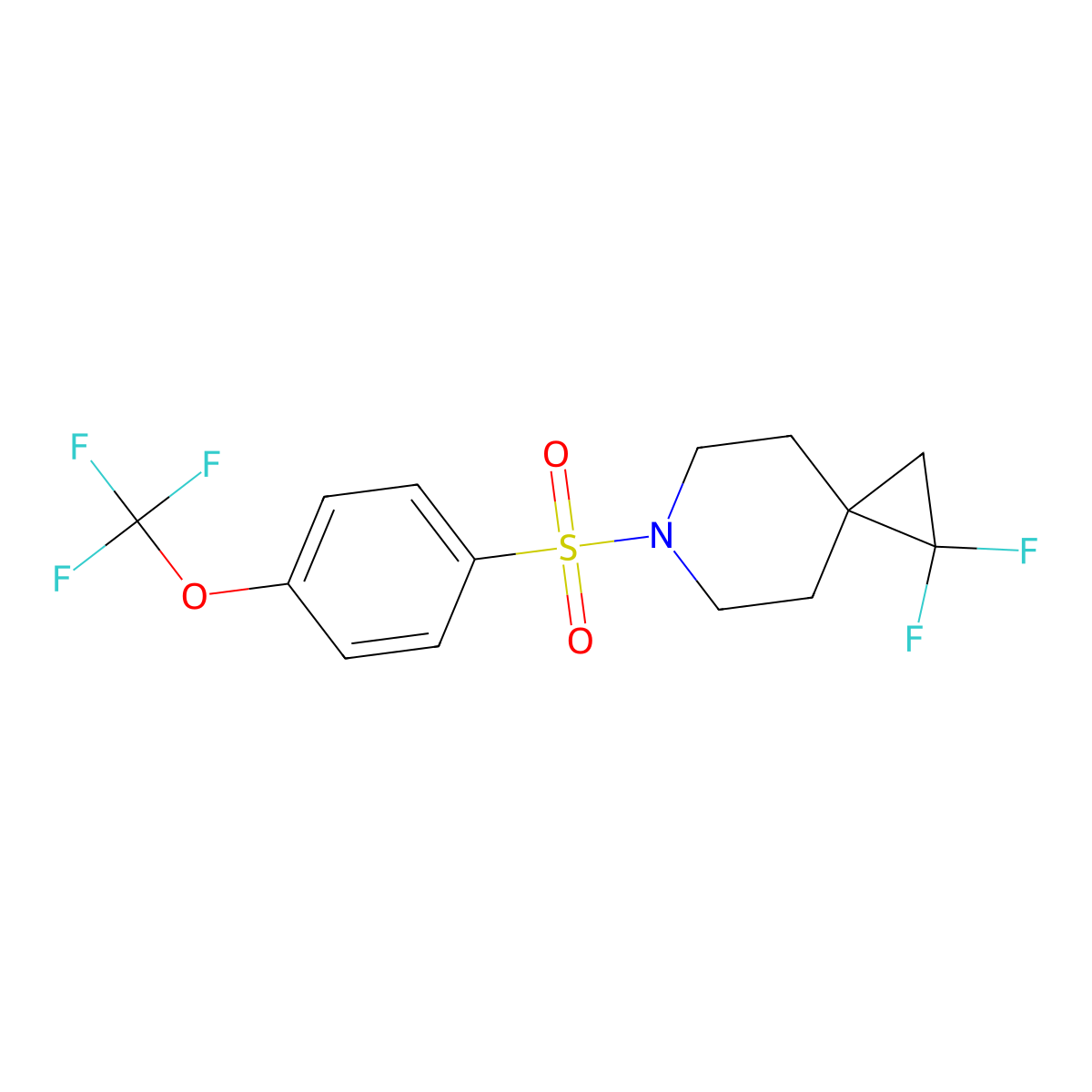 1,1-Difluoro-6-((4-(trifluoromethoxy)phenyl)sulfonyl)-6-azaspiro[2.5]octane molecular structure, CAS 2320851-46-3
