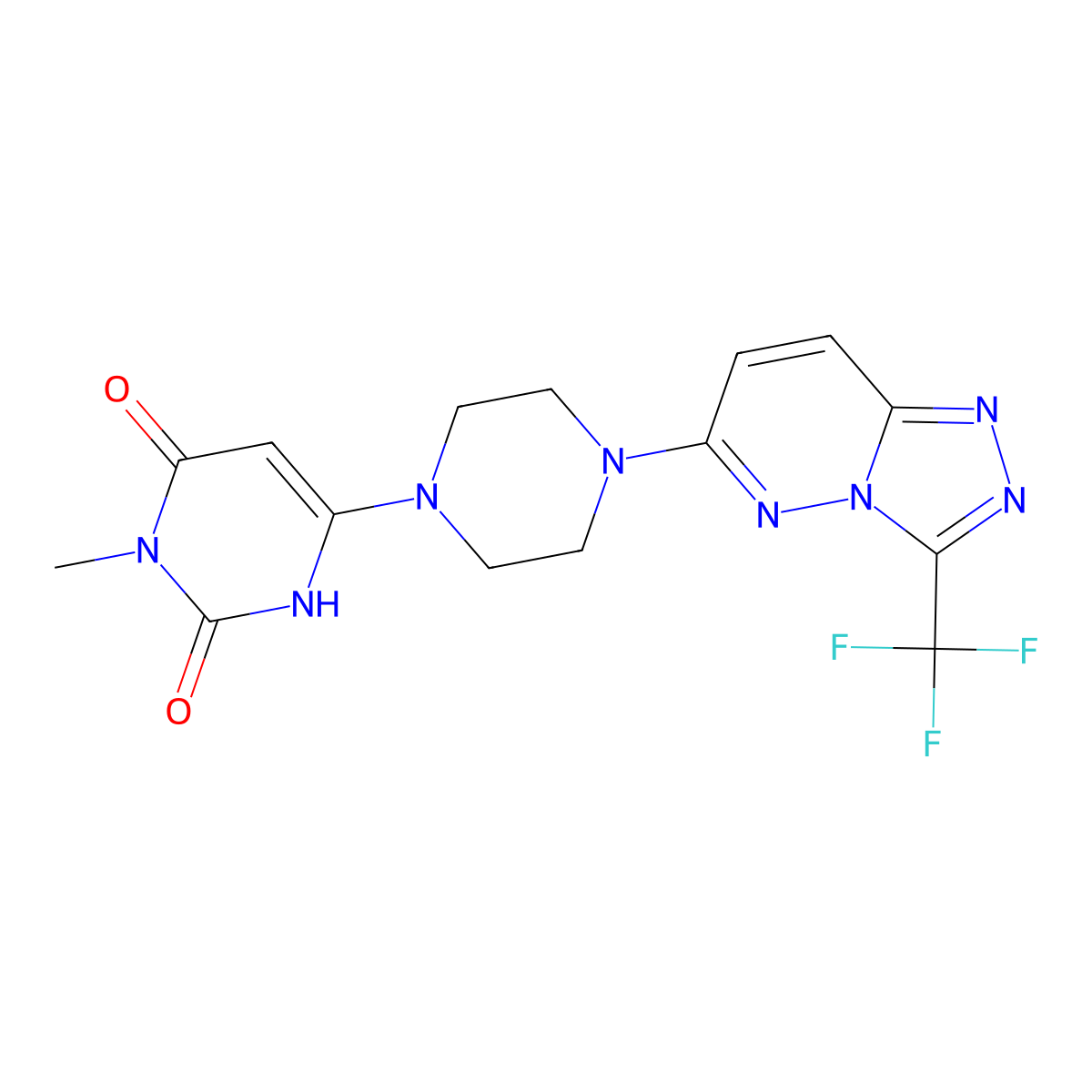 3-Methyl-6-{4-[3-(trifluoromethyl)-[1,2,4]triazolo[4,3-b]pyridazin-6-yl]piperazin-1-yl}-1,2,3,4-tetrahydropyrimidine-2,4-dione molecular structure, CAS 2320851-62-3