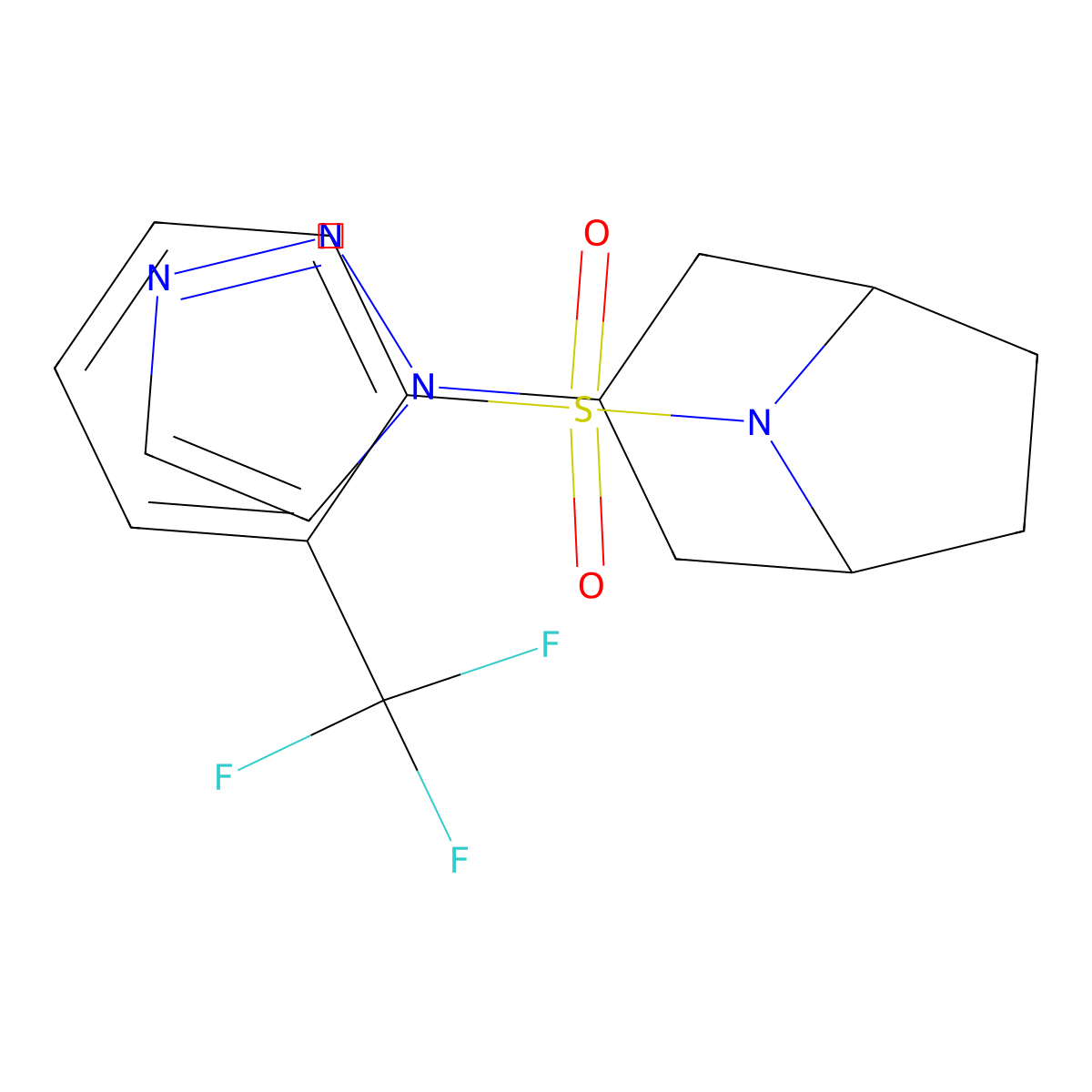 3-(1H-1,2,3-triazol-1-yl)-8-[2-(trifluoromethyl)benzenesulfonyl]-8-azabicyclo[3.2.1]octane molecular structure, CAS 2320851-79-2