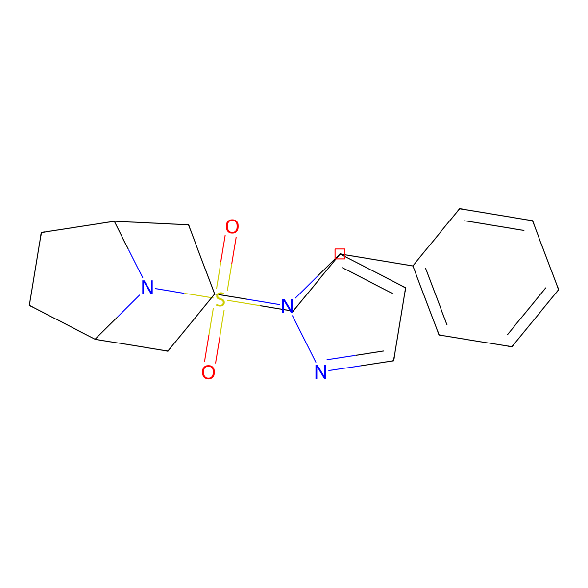(1R,5S)-8-(phenethylsulfonyl)-3-(1H-pyrazol-1-yl)-8-azabicyclo[3.2.1]octane molecular structure, CAS 2320852-14-8