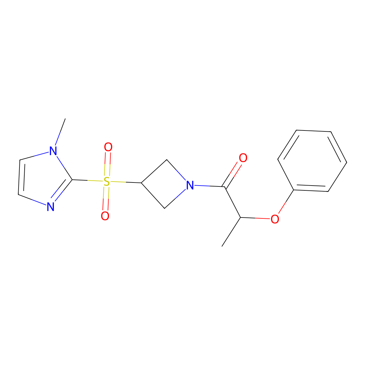 1-{3-[(1-methyl-1H-imidazol-2-yl)sulfonyl]azetidin-1-yl}-2-phenoxypropan-1-one molecular structure, CAS 2320852-20-6