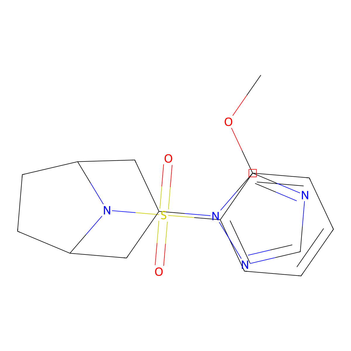 8-(2-methoxybenzenesulfonyl)-3-(1H-1,2,4-triazol-1-yl)-8-azabicyclo[3.2.1]octane molecular structure, CAS 2320852-28-4