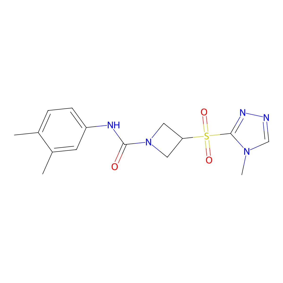 N-(3,4-dimethylphenyl)-3-[(4-methyl-4H-1,2,4-triazol-3-yl)sulfonyl]azetidine-1-carboxamide molecular structure, CAS 2320852-43-3