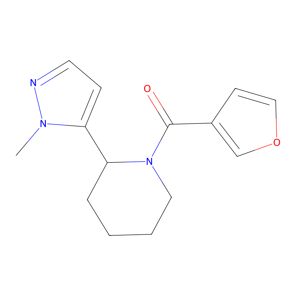 1-(furan-3-carbonyl)-2-(1-methyl-1H-pyrazol-5-yl)piperidine molecular structure, CAS 2320853-05-0