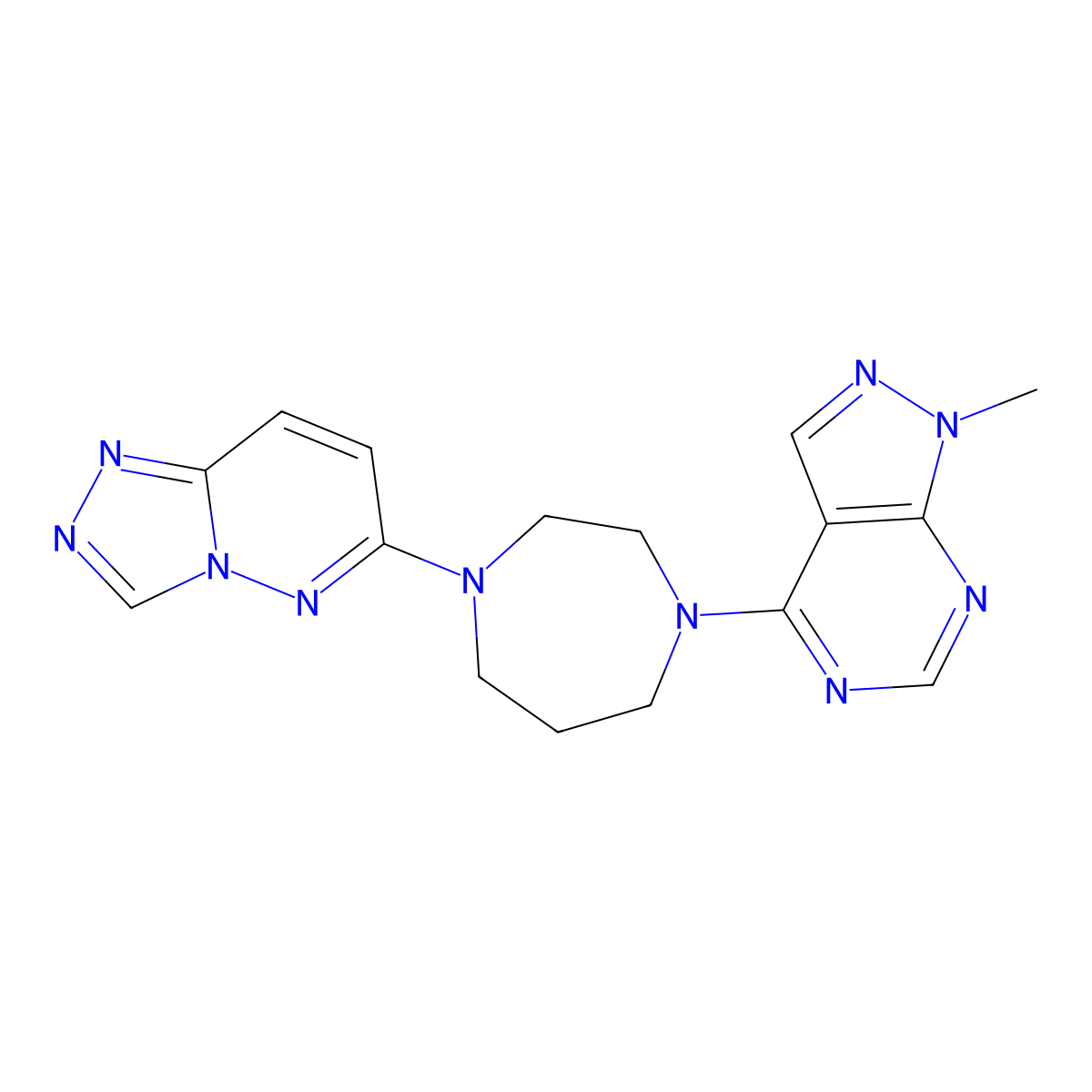 1-{1-methyl-1H-pyrazolo[3,4-d]pyrimidin-4-yl}-4-{[1,2,4]triazolo[4,3-b]pyridazin-6-yl}-1,4-diazepane molecular structure, CAS 2320853-20-9