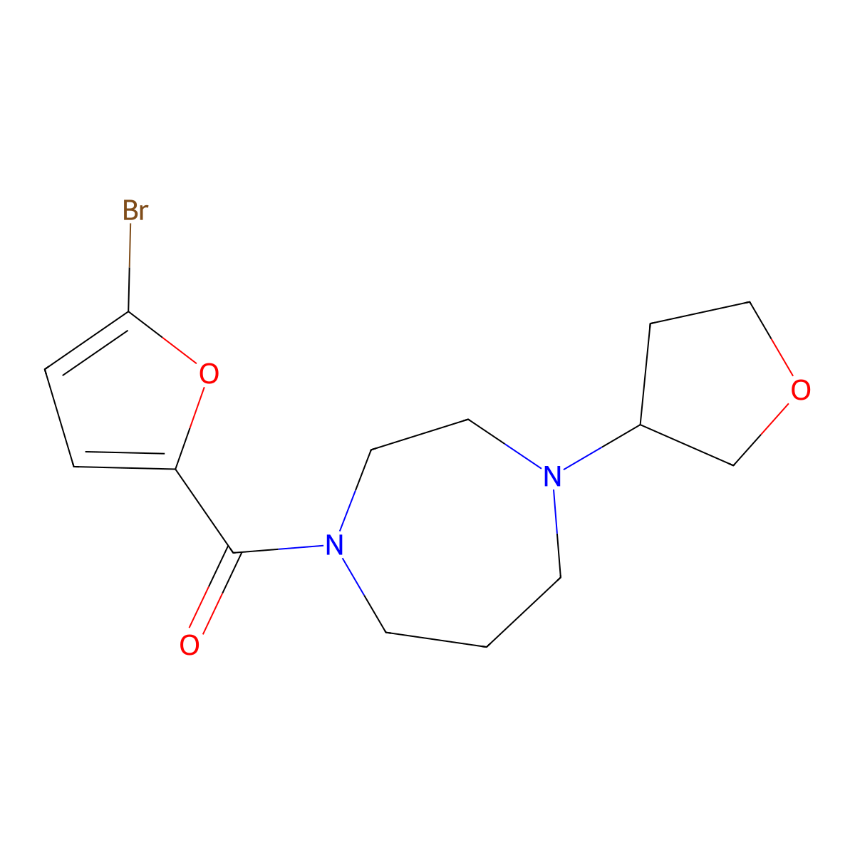 1-(5-Bromofuran-2-carbonyl)-4-(oxolan-3-yl)-1,4-diazepane molecular structure, CAS 2320853-75-4