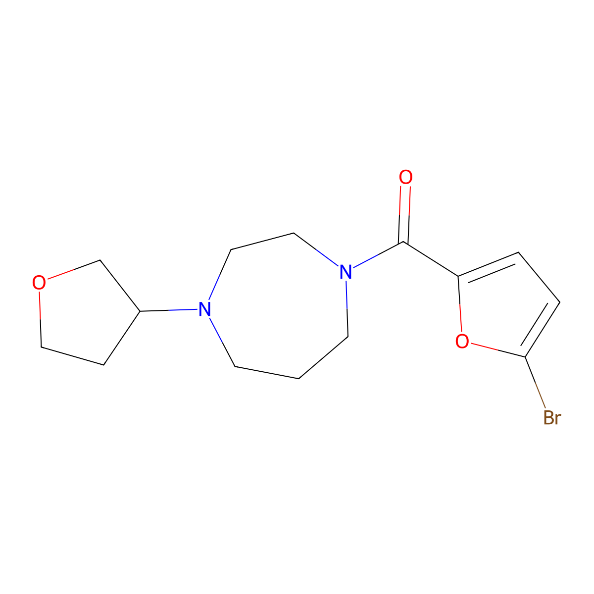 1-(5-Bromofuran-2-carbonyl)-4-(oxolan-3-yl)-1,4-diazepane molecular structure, CAS 2320853-75-4