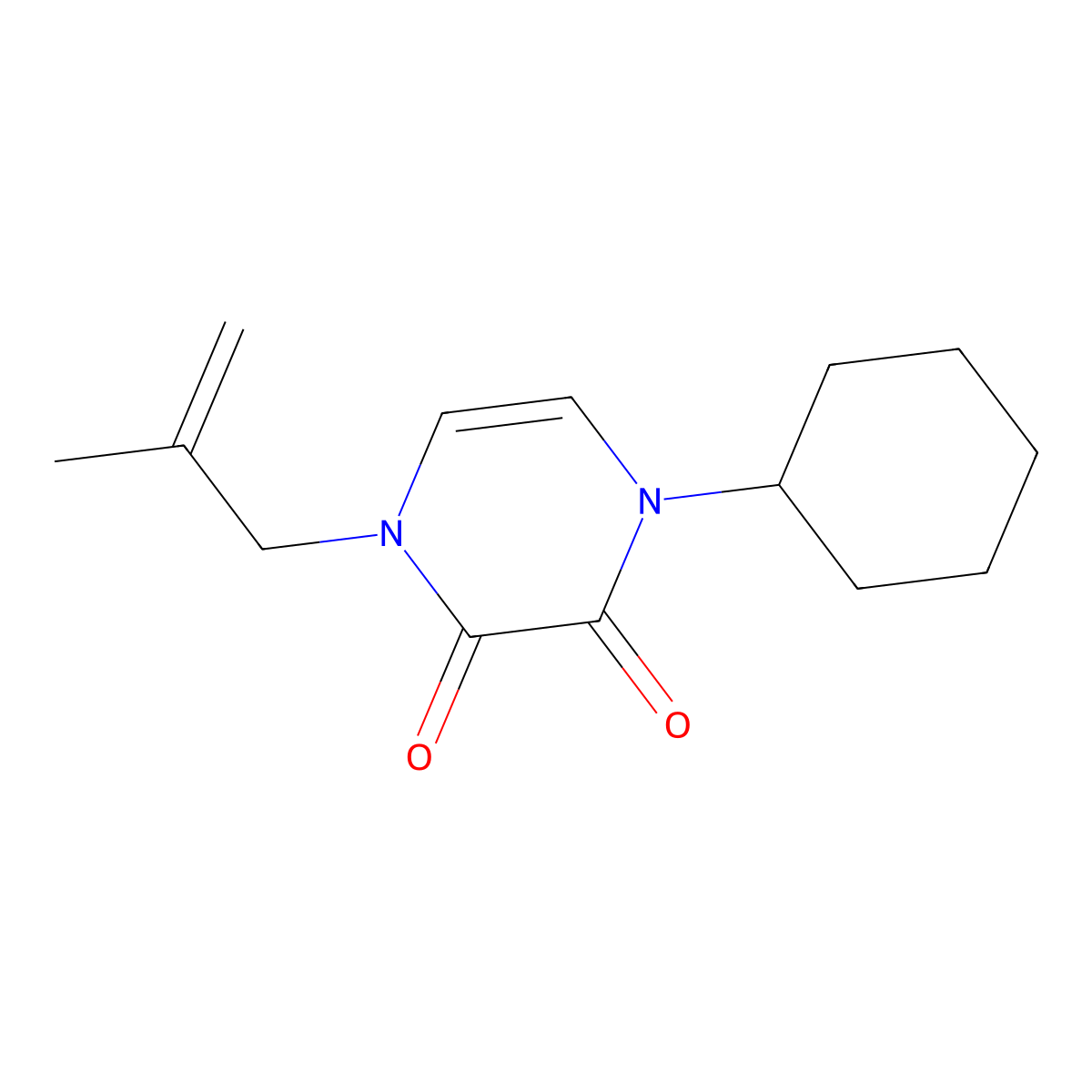 1-Cyclohexyl-4-(2-methylallyl)-1,4-dihydropyrazine-2,3-dione molecular structure, CAS 2320854-00-8