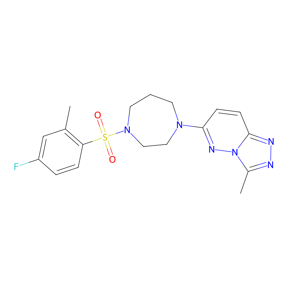 1-(4-Fluoro-2-methylbenzenesulfonyl)-4-{3-methyl-[1,2,4]triazolo[4,3-b]pyridazin-6-yl}-1,4-diazepane molecular structure, CAS 2320854-52-0