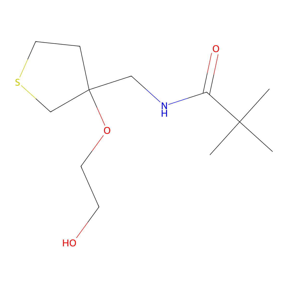 N-{[3-(2-hydroxyethoxy)thiolan-3-yl]methyl}-2,2-dimethylpropanamide molecular structure, CAS 2320854-74-6