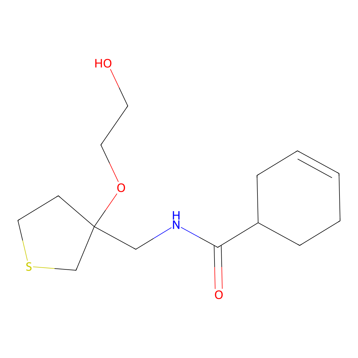 N-{[3-(2-hydroxyethoxy)thiolan-3-yl]methyl}cyclohex-3-ene-1-carboxamide molecular structure, CAS 2320854-86-0