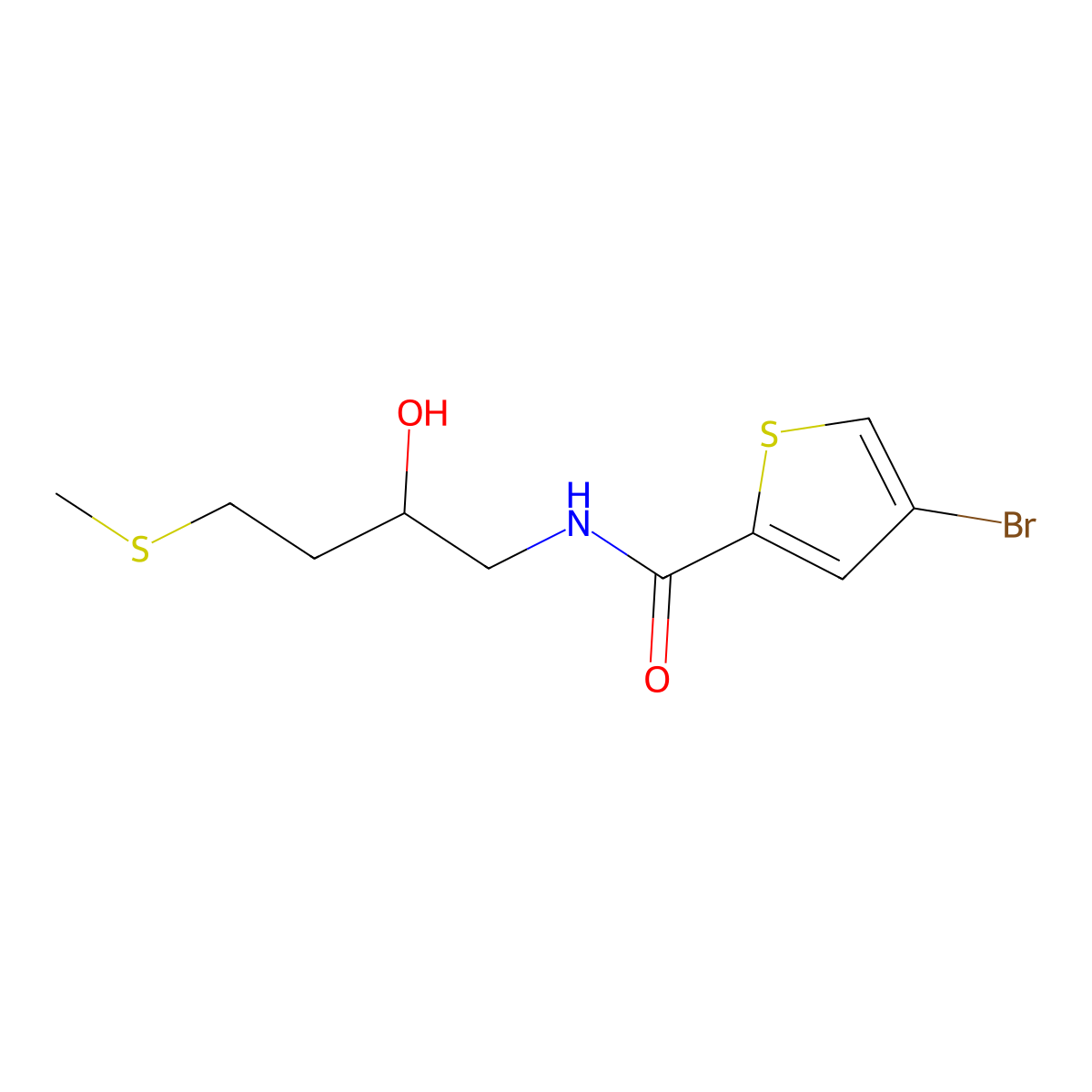 4-bromo-N-[2-hydroxy-4-(methylsulfanyl)butyl]thiophene-2-carboxamide molecular structure, CAS 2320855-05-6