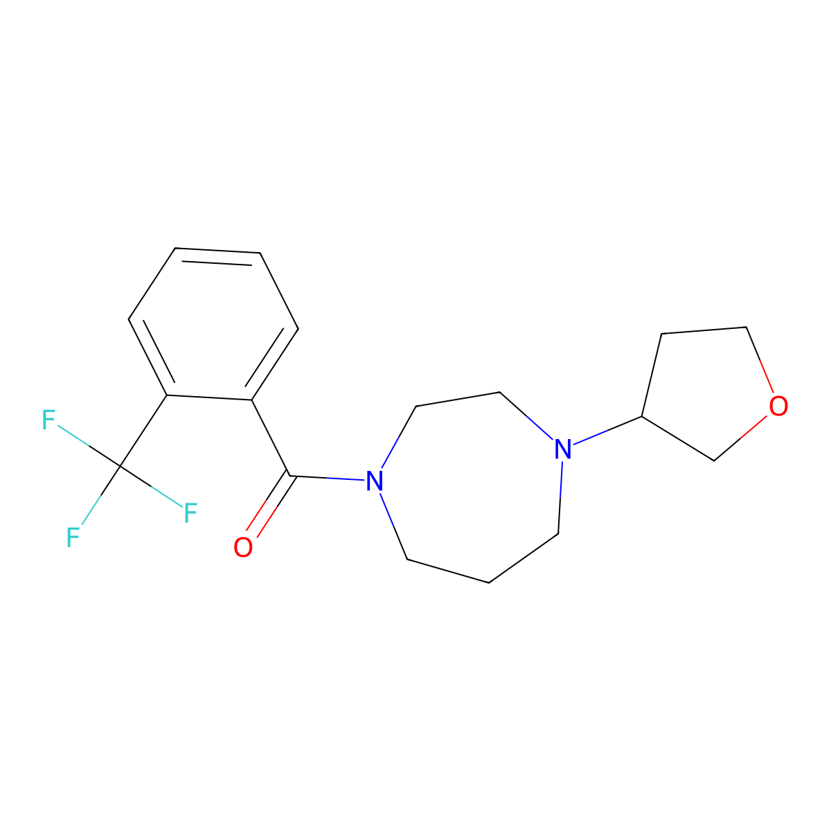 1-(Oxolan-3-yl)-4-[2-(trifluoromethyl)benzoyl]-1,4-diazepane molecular structure, CAS 2320855-13-6