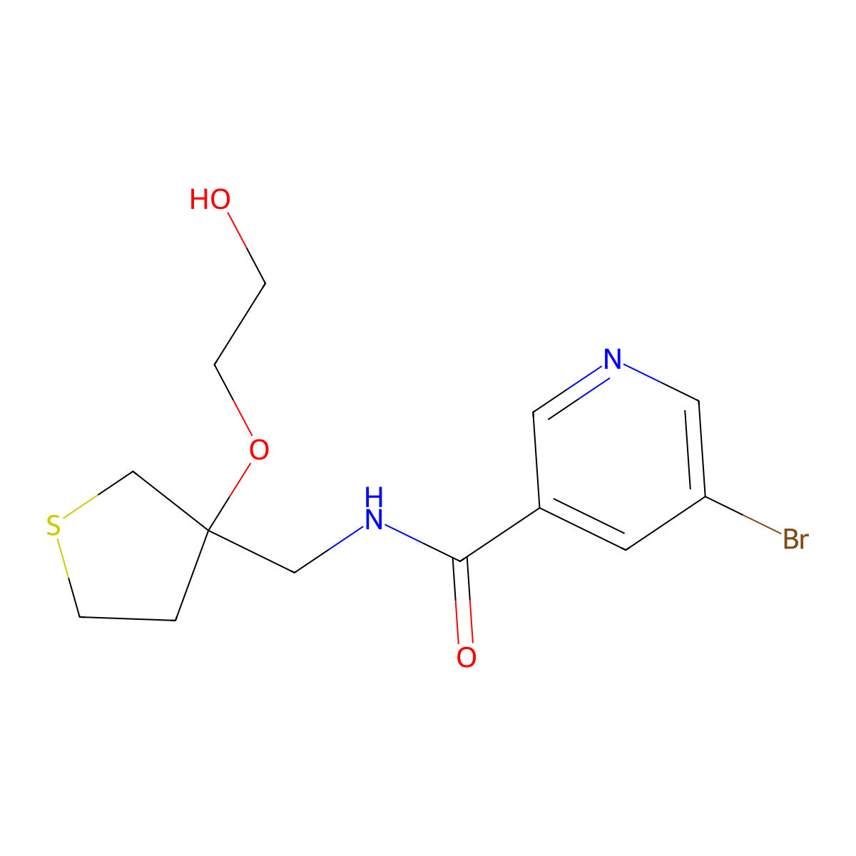5-bromo-N-{[3-(2-hydroxyethoxy)thiolan-3-yl]methyl}pyridine-3-carboxamide molecular structure, CAS 2320855-22-7