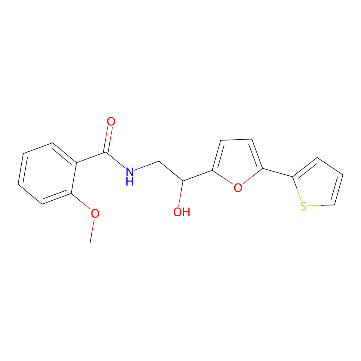 N-{2-hydroxy-2-[5-(thiophen-2-yl)furan-2-yl]ethyl}-2-methoxybenzamide molecular structure, CAS 2320855-39-6