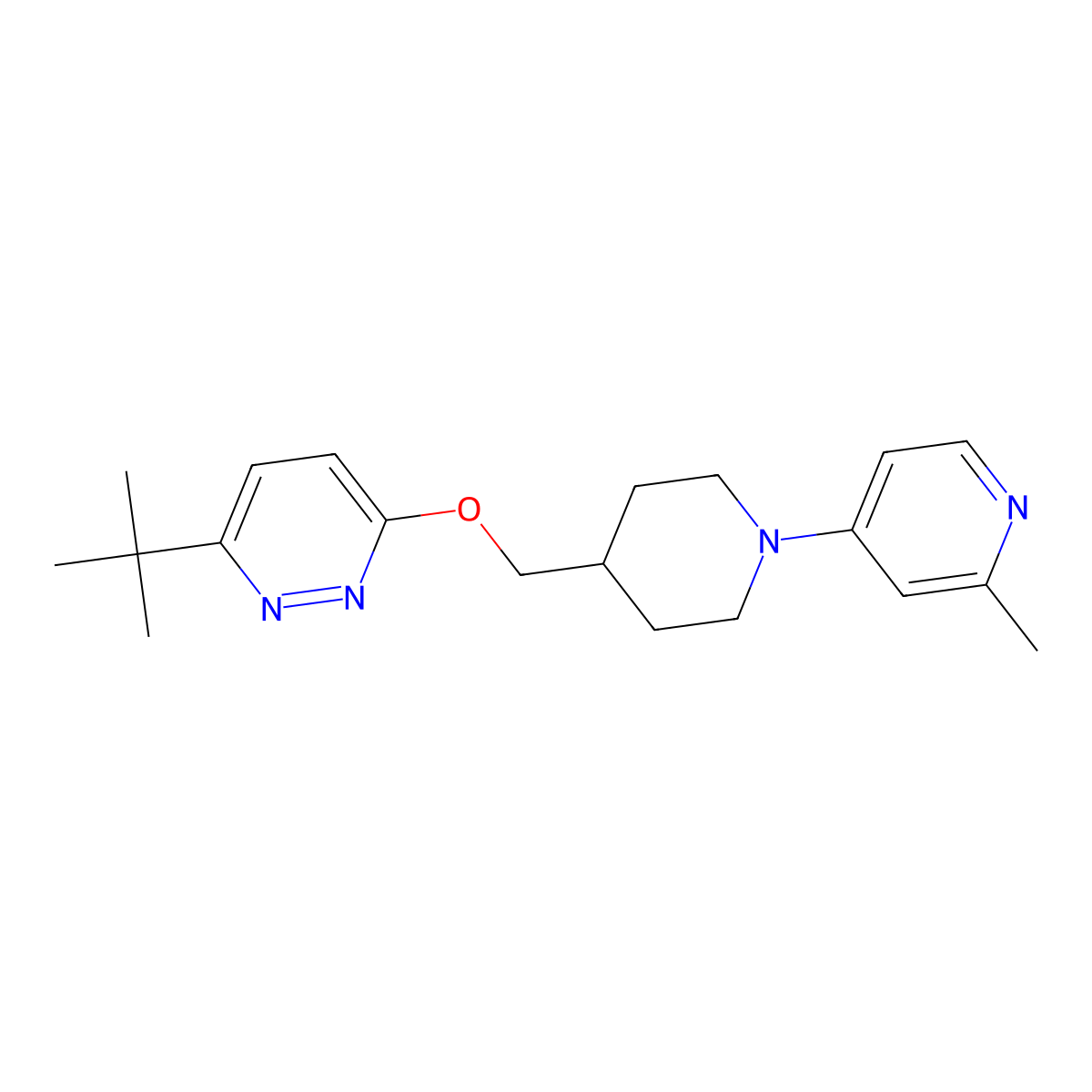 3-Tert-butyl-6-{[1-(2-methylpyridin-4-yl)piperidin-4-yl]methoxy}pyridazine molecular structure, CAS 2320855-71-6