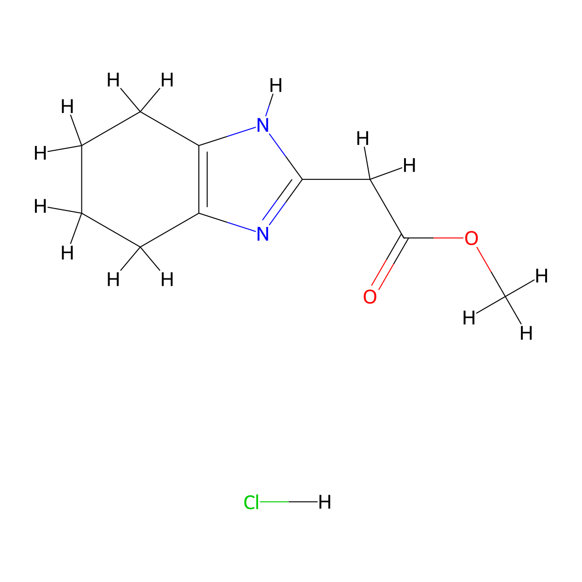 methyl 2-(4,5,6,7-tetrahydro-1H-1,3-benzodiazol-2-yl)acetate hydrochloride molecular structure, CAS 2320855-75-0