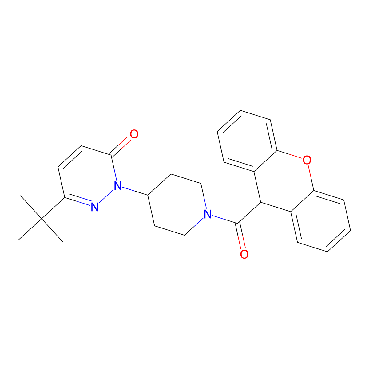 6-tert-butyl-2-[1-(9H-xanthene-9-carbonyl)piperidin-4-yl]-2,3-dihydropyridazin-3-one molecular structure, CAS 2320855-83-0