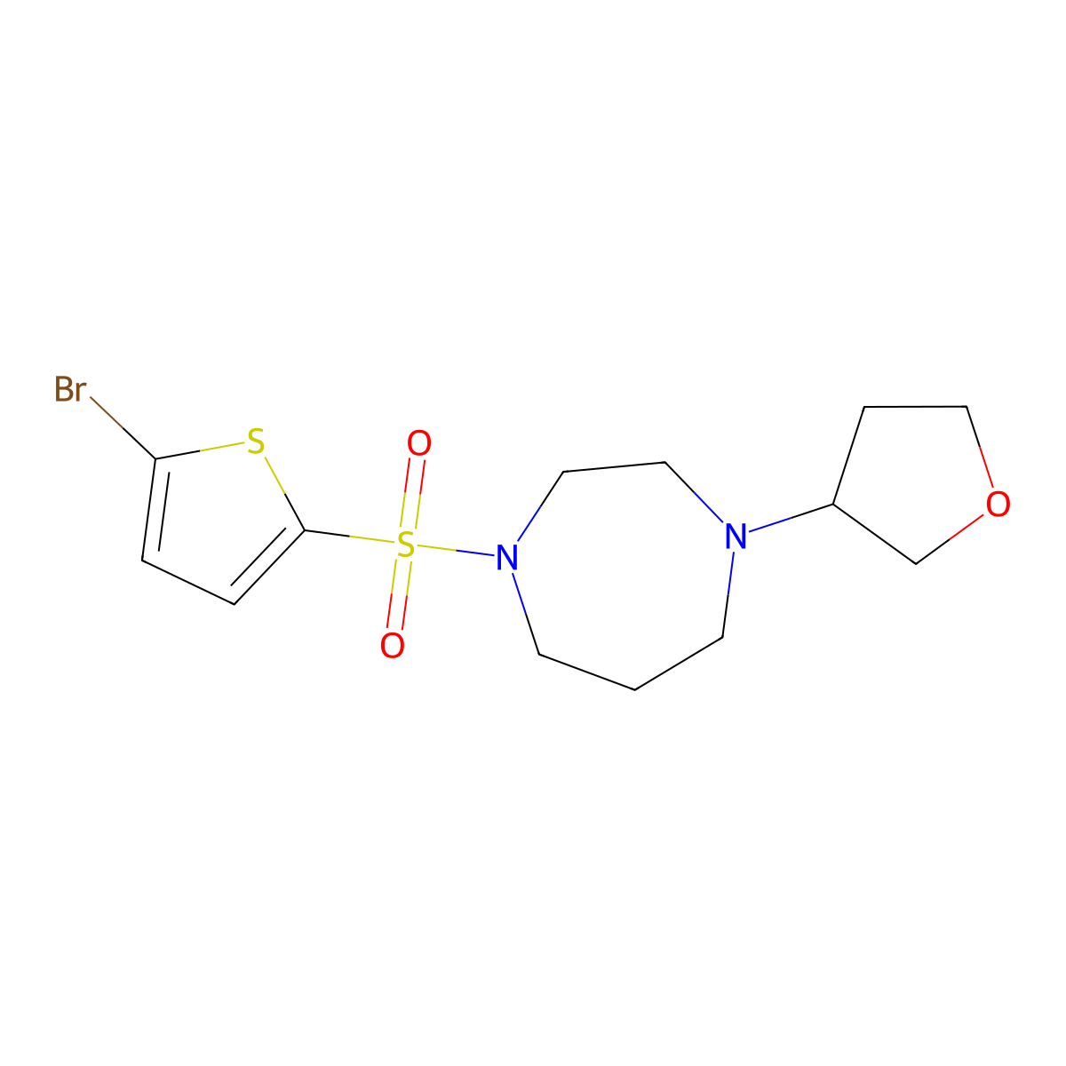 1-[(5-Bromothiophen-2-yl)sulfonyl]-4-(oxolan-3-yl)-1,4-diazepane molecular structure, CAS 2320856-13-9