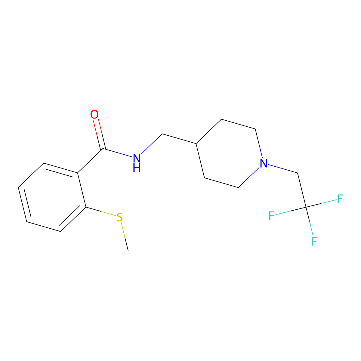2-(methylsulfanyl)-N-{[1-(2,2,2-trifluoroethyl)piperidin-4-yl]methyl}benzamide molecular structure, CAS 2320856-29-7