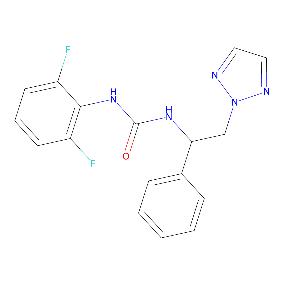 1-(2,6-difluorophenyl)-3-(1-phenyl-2-(2H-1,2,3-triazol-2-yl)ethyl)urea molecular structure, CAS 2320856-31-1