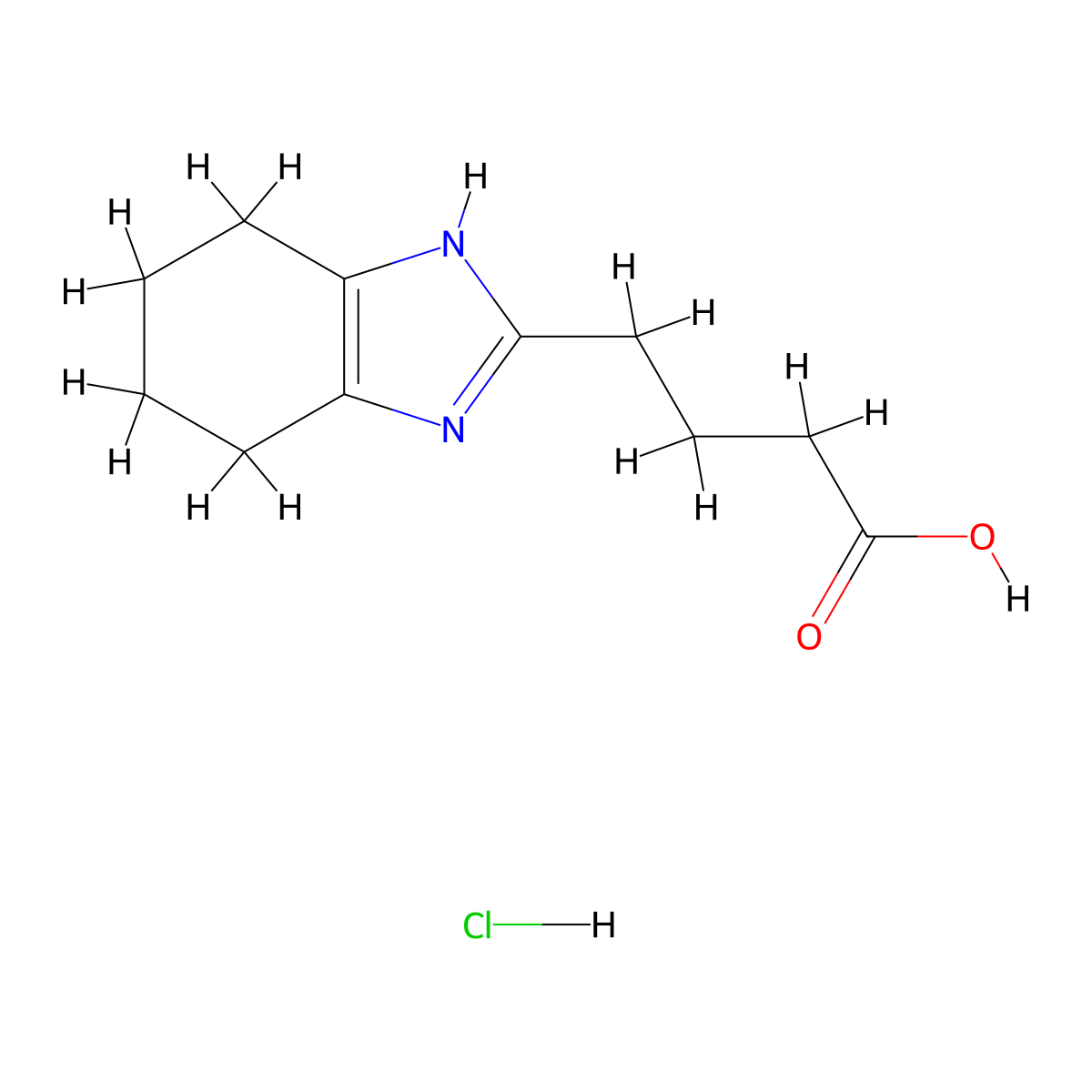 4-(4,5,6,7-tetrahydro-1H-1,3-benzodiazol-2-yl)butanoic acid hydrochloride molecular structure, CAS 2320856-61-7