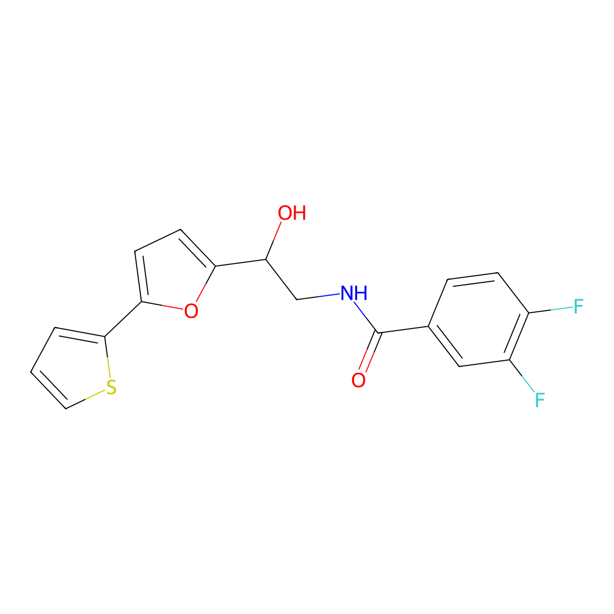 3,4-difluoro-N-{2-hydroxy-2-[5-(thiophen-2-yl)furan-2-yl]ethyl}benzamide molecular structure, CAS 2320856-79-7