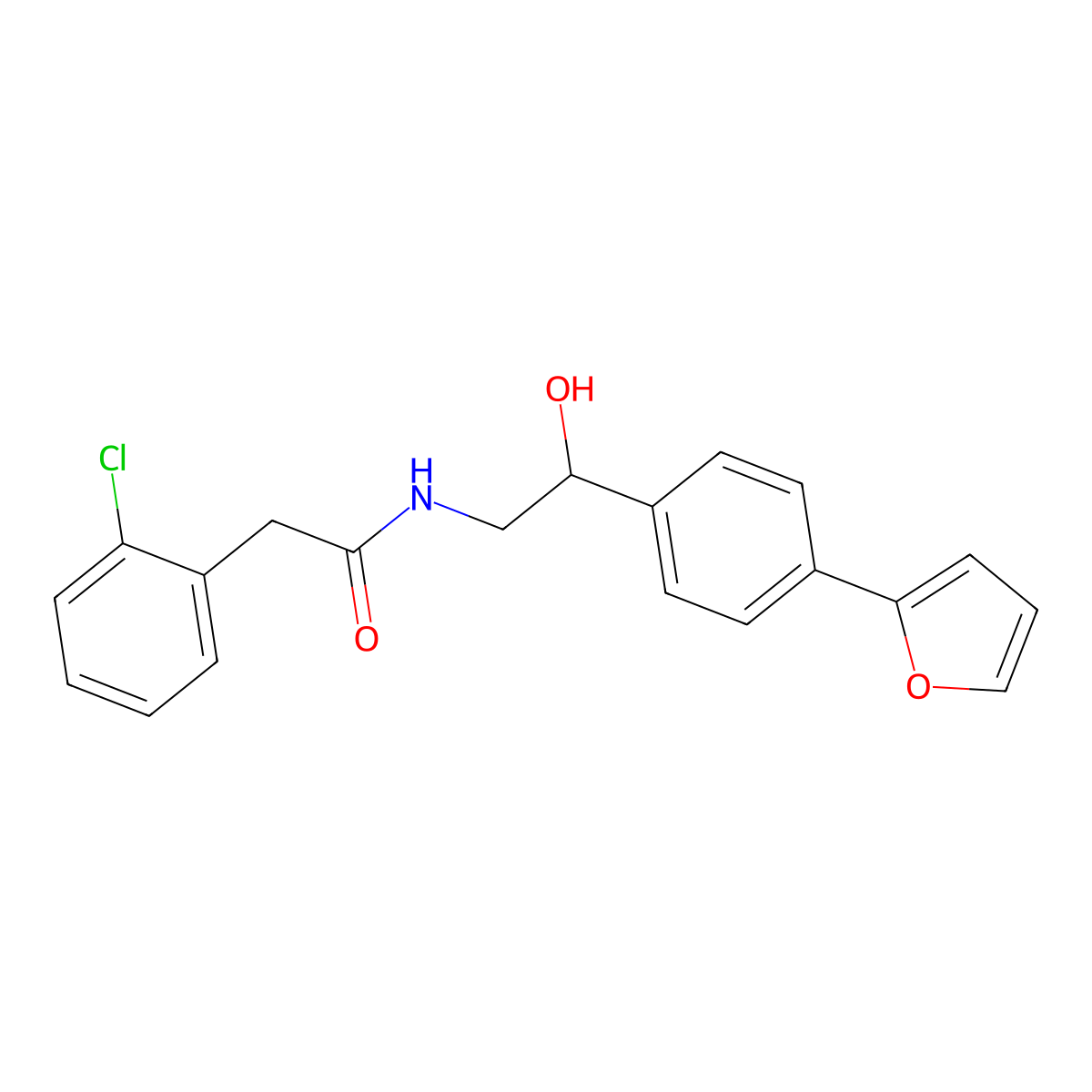 2-(2-chlorophenyl)-N-{2-[4-(furan-2-yl)phenyl]-2-hydroxyethyl}acetamide molecular structure, CAS 2320856-81-1