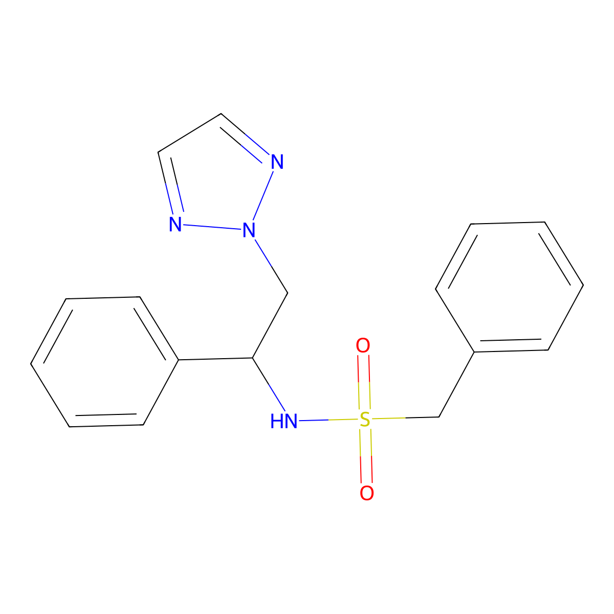 1-phenyl-N-[1-phenyl-2-(2H-1,2,3-triazol-2-yl)ethyl]methanesulfonamide molecular structure, CAS 2320857-25-6