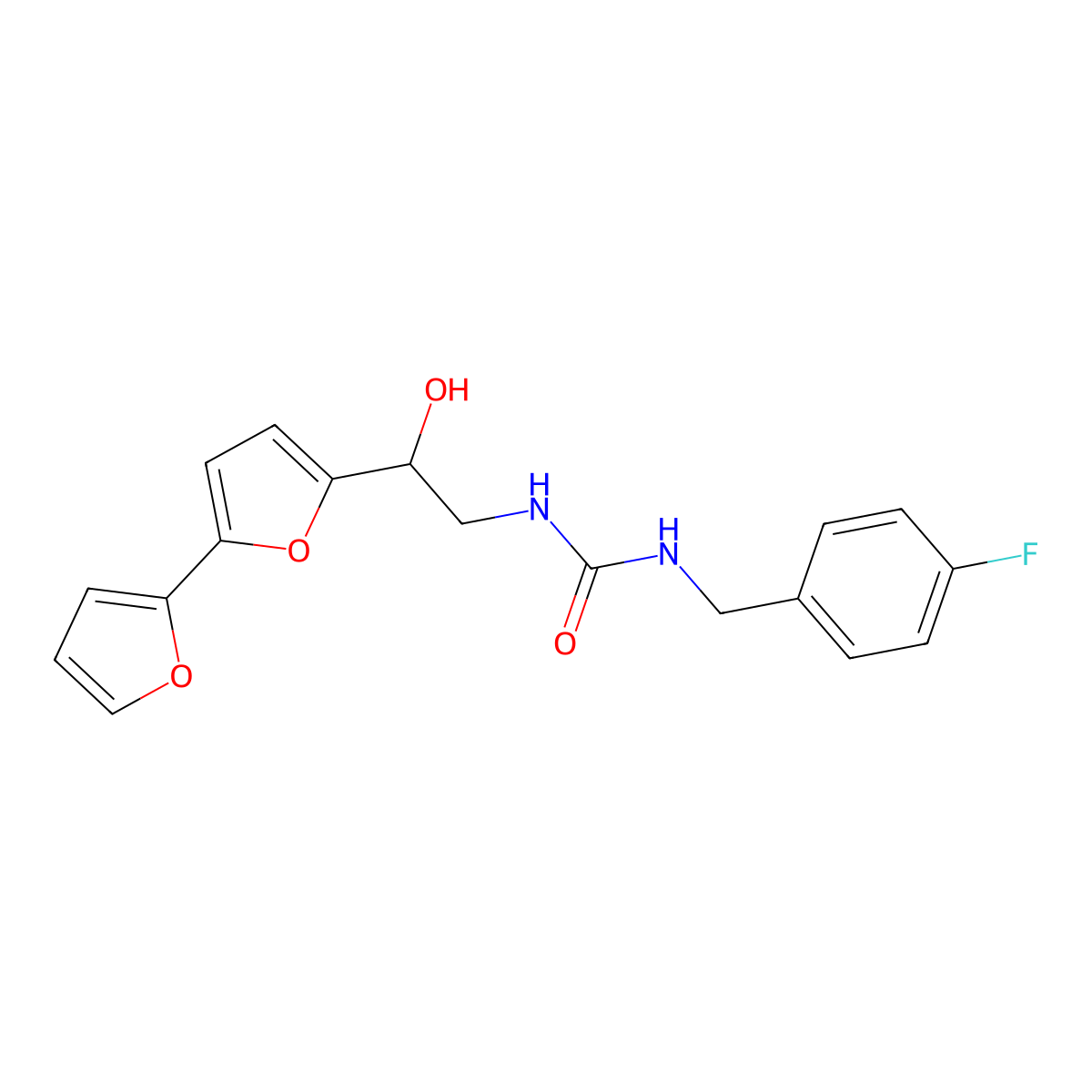 3-(2-{[2,2'-Bifuran]-5-yl}-2-hydroxyethyl)-1-[(4-fluorophenyl)methyl]urea molecular structure, CAS 2320857-66-5
