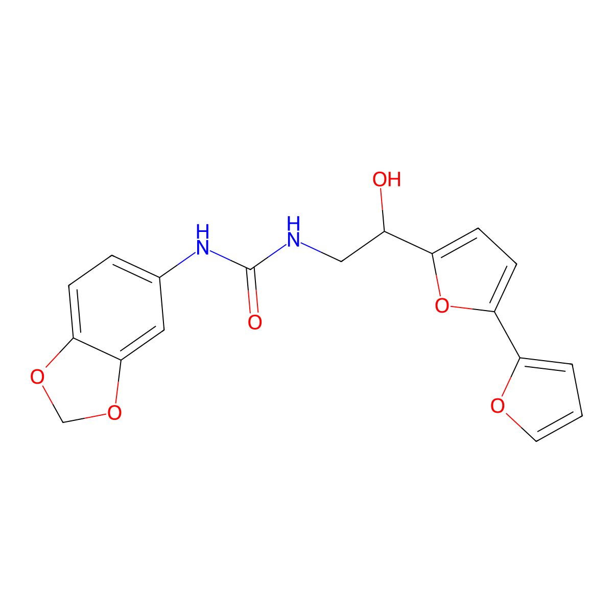 1-(2H-1,3-benzodioxol-5-yl)-3-(2-{[2,2'-bifuran]-5-yl}-2-hydroxyethyl)urea molecular structure, CAS 2320857-86-9