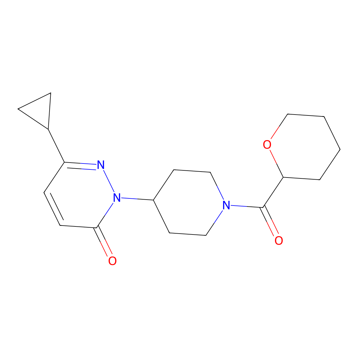 6-Cyclopropyl-2-[1-(oxane-2-carbonyl)piperidin-4-yl]-2,3-dihydropyridazin-3-one molecular structure, CAS 2320857-94-9