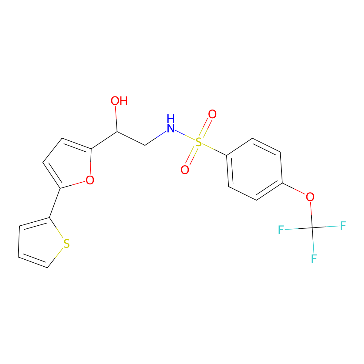 N-{2-hydroxy-2-[5-(thiophen-2-yl)furan-2-yl]ethyl}-4-(trifluoromethoxy)benzene-1-sulfonamide molecular structure, CAS 2320858-04-4