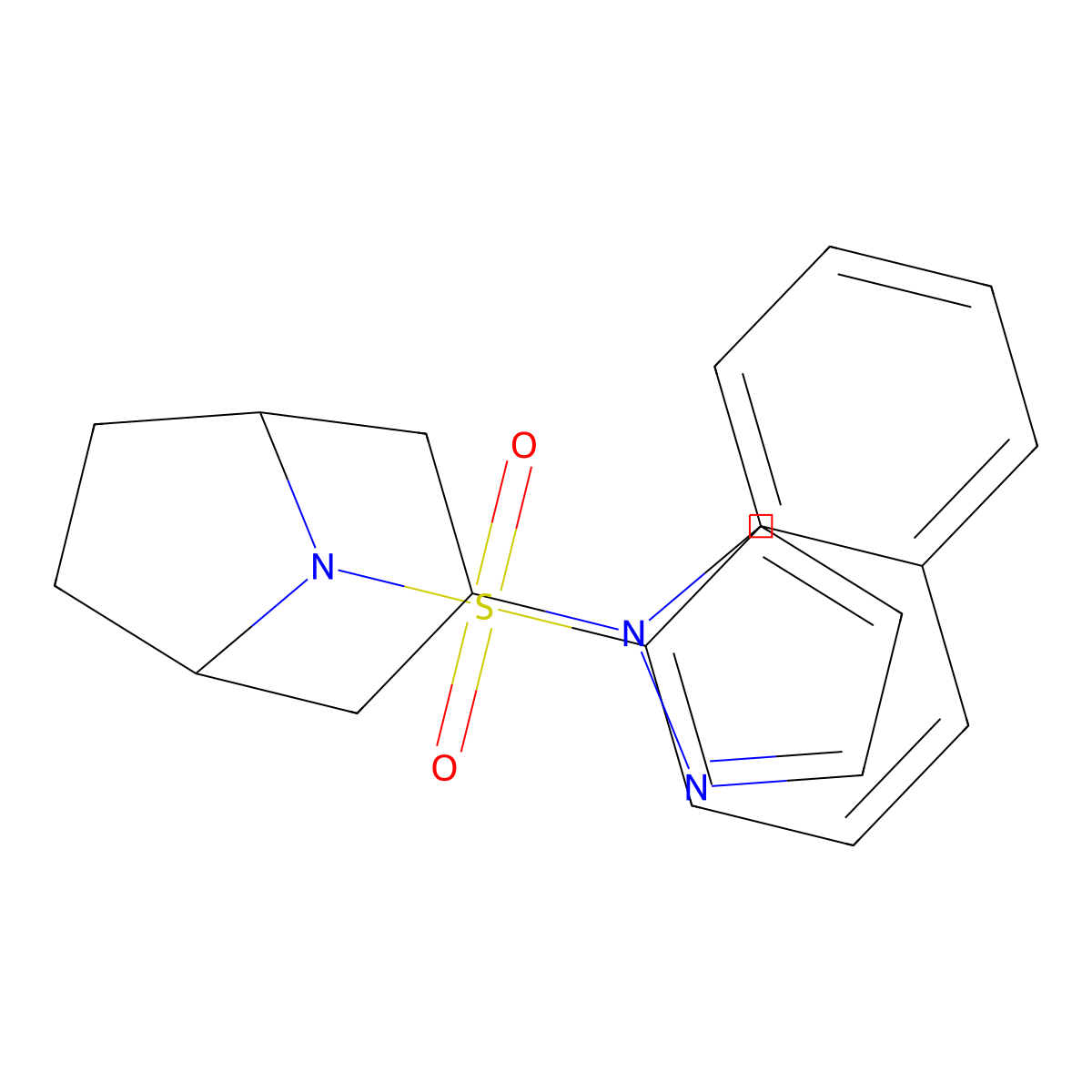 (1R,5S)-8-(naphthalen-1-ylsulfonyl)-3-(1H-pyrazol-1-yl)-8-azabicyclo[3.2.1]octane molecular structure, CAS 2320858-11-3