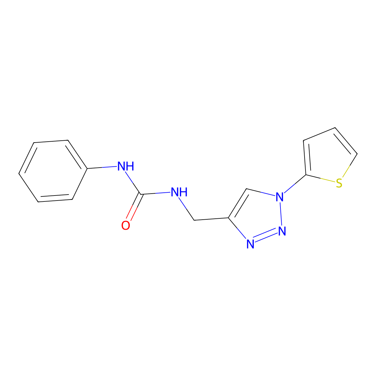1-phenyl-3-{[1-(thiophen-2-yl)-1H-1,2,3-triazol-4-yl]methyl}urea molecular structure, CAS 2320858-15-7