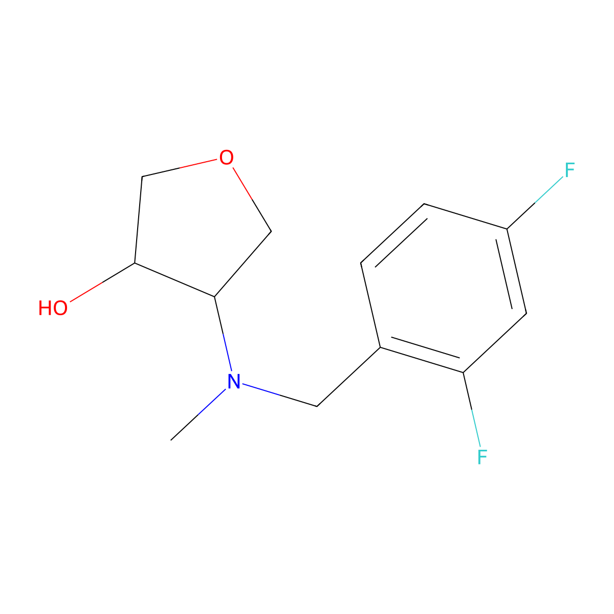 4-{[(2,4-Difluorophenyl)methyl](methyl)amino}oxolan-3-ol molecular structure, CAS 2320858-79-3