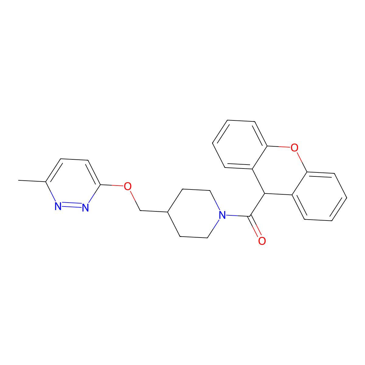 3-methyl-6-{[1-(9H-xanthene-9-carbonyl)piperidin-4-yl]methoxy}pyridazine molecular structure, CAS 2320859-50-3