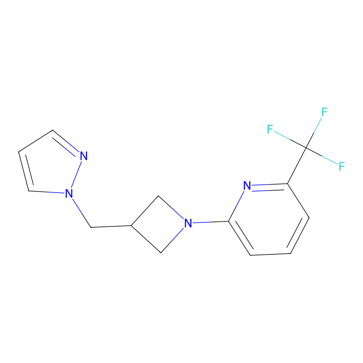 2-{3-[(1H-pyrazol-1-yl)methyl]azetidin-1-yl}-6-(trifluoromethyl)pyridine molecular structure, CAS 2320859-64-9