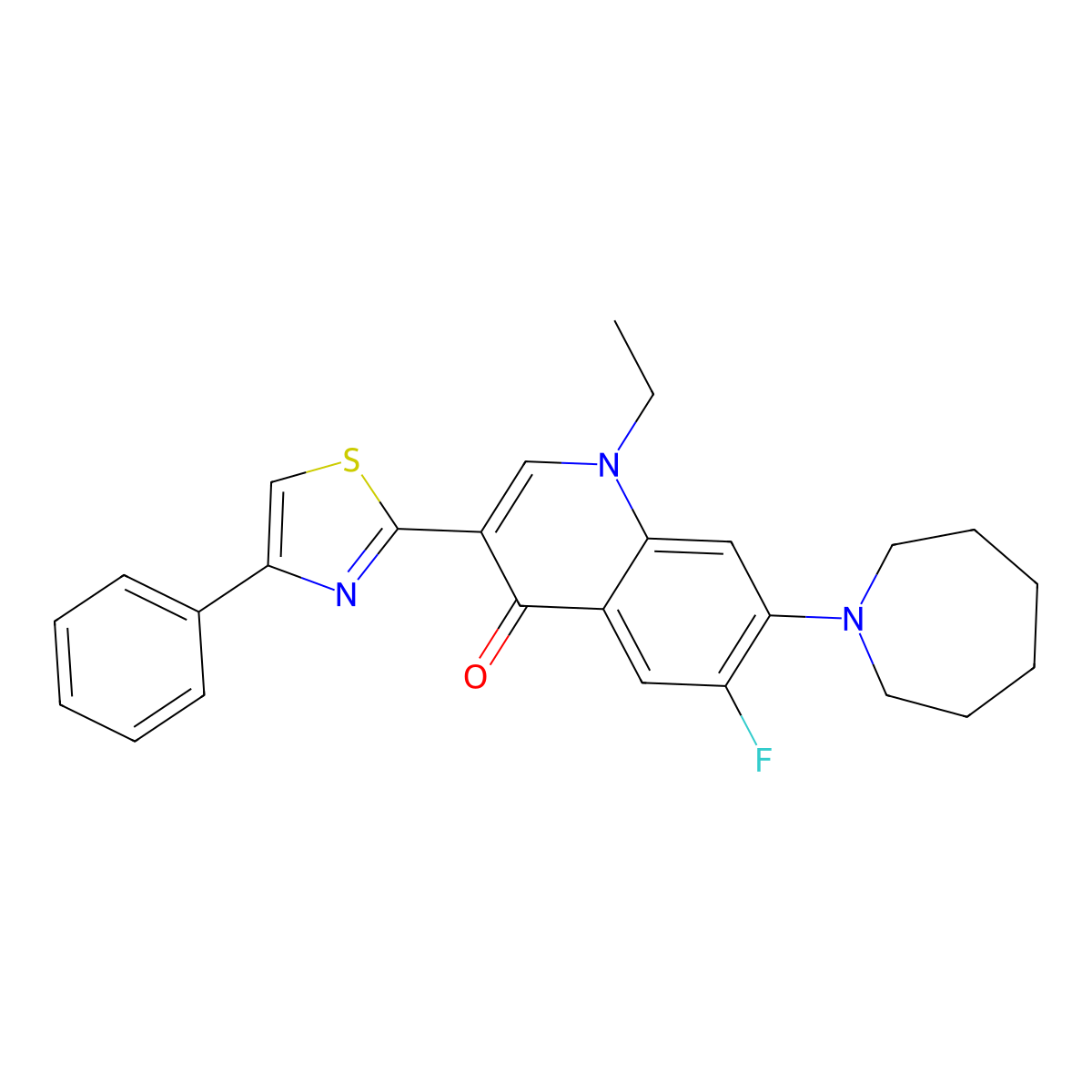 7-(Azepan-1-yl)-1-ethyl-6-fluoro-3-(4-phenyl-1,3-thiazol-2-yl)-1,4-dihydroquinolin-4-one molecular structure, CAS 2320859-75-2