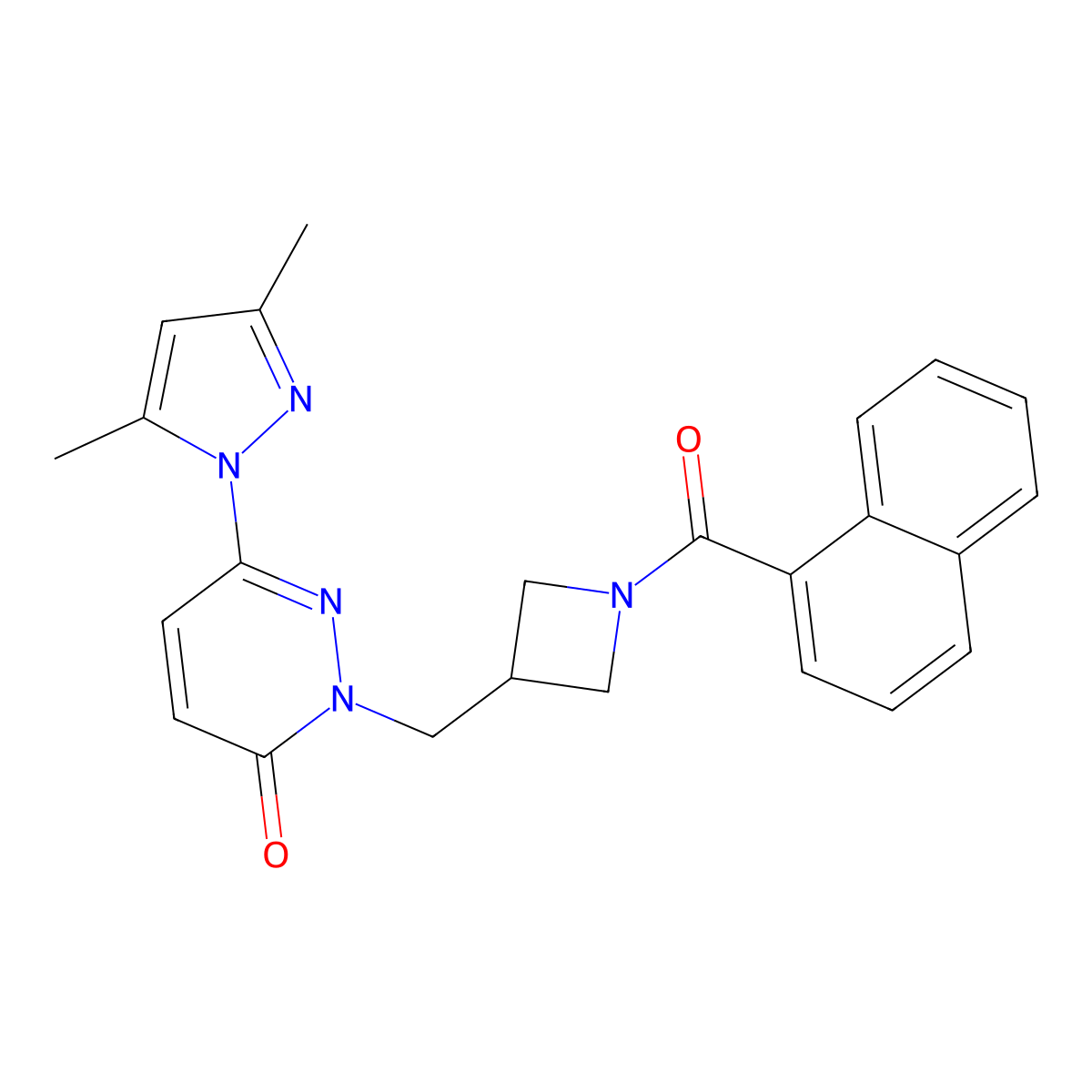 2-((1-(1-naphthoyl)azetidin-3-yl)methyl)-6-(3,5-dimethyl-1H-pyrazol-1-yl)pyridazin-3(2H)-one molecular structure, CAS 2320859-83-2