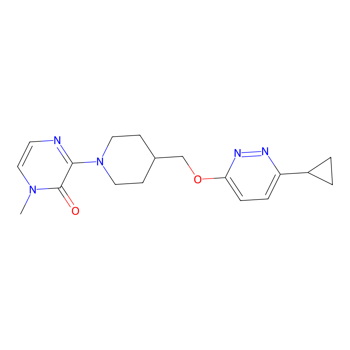 3-(4-{[(6-Cyclopropylpyridazin-3-yl)oxy]methyl}piperidin-1-yl)-1-methyl-1,2-dihydropyrazin-2-one molecular structure, CAS 2320859-89-8