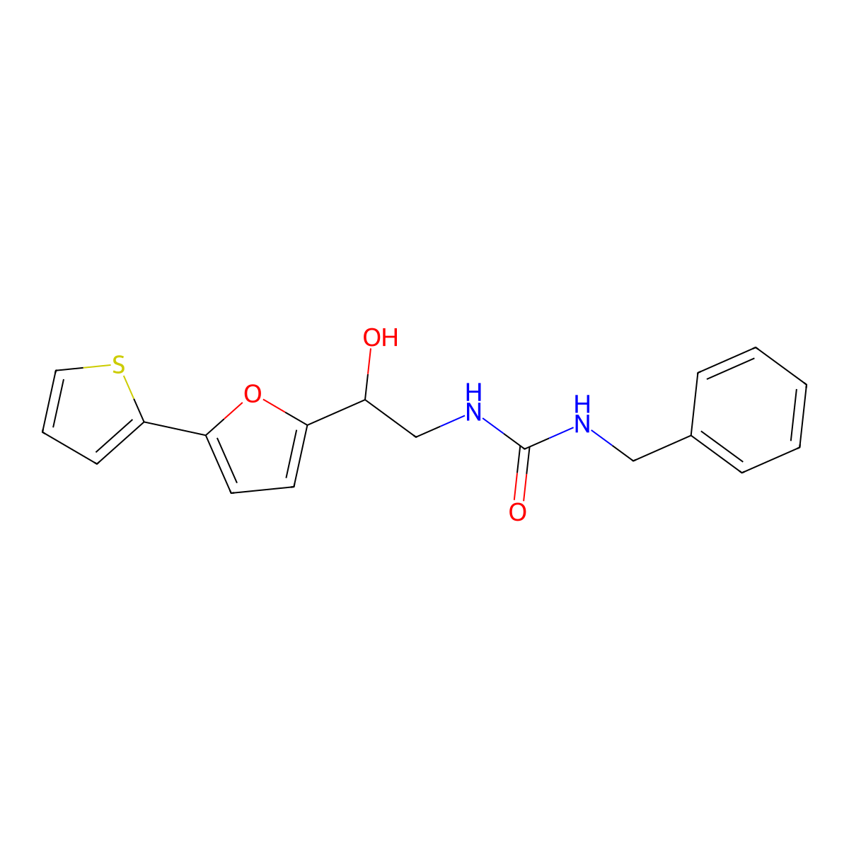 1-Benzyl-3-{2-hydroxy-2-[5-(thiophen-2-yl)furan-2-yl]ethyl}urea molecular structure, CAS 2320859-92-3