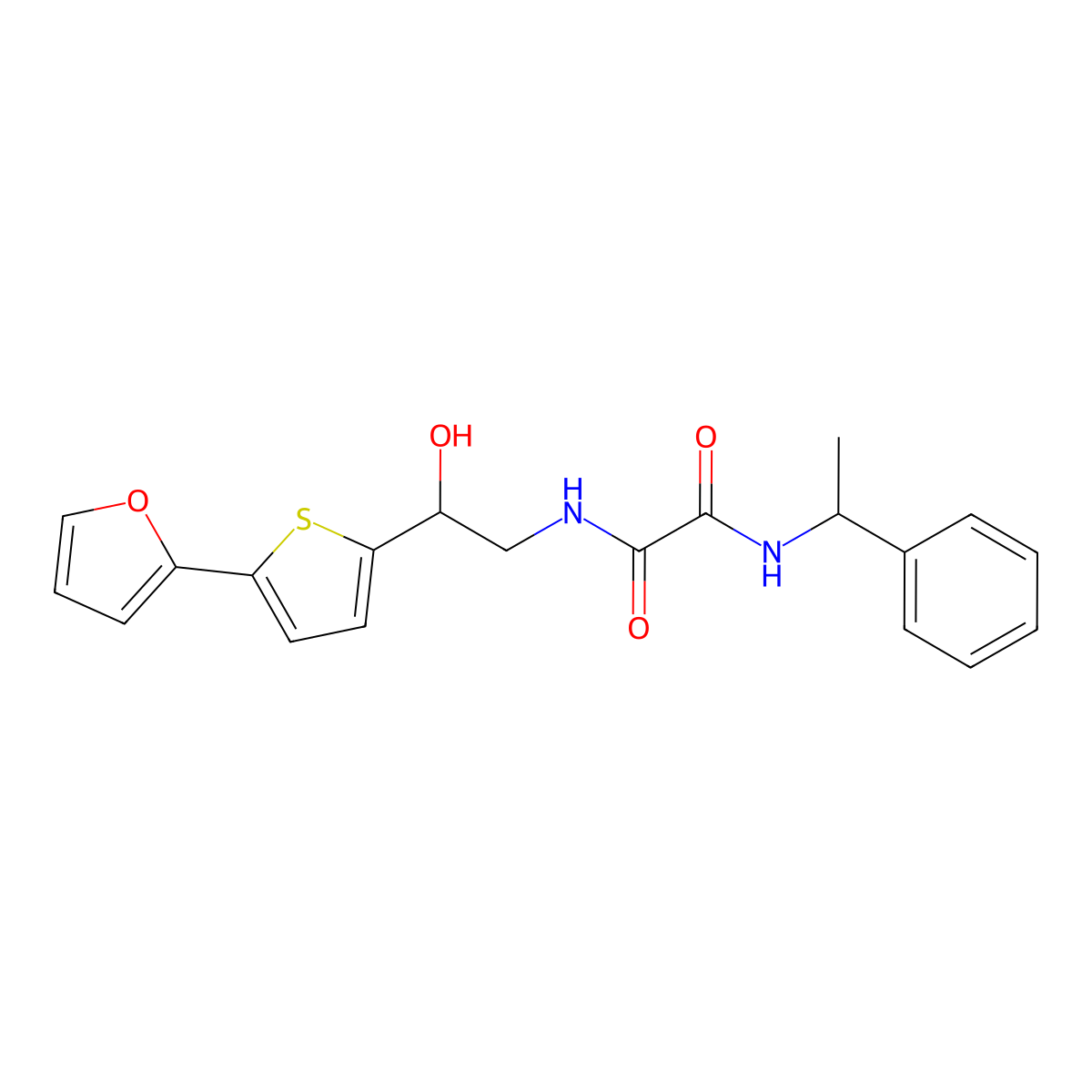 N-{2-[5-(furan-2-yl)thiophen-2-yl]-2-hydroxyethyl}-N'-(1-phenylethyl)ethanediamide molecular structure, CAS 2320860-10-2