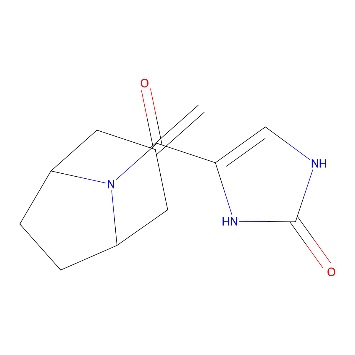 4-((1R,5S)-3-methylene-8-azabicyclo[3.2.1]octane-8-carbonyl)-1,3-dihydro-2H-imidazol-2-one molecular structure, CAS 2320860-27-1