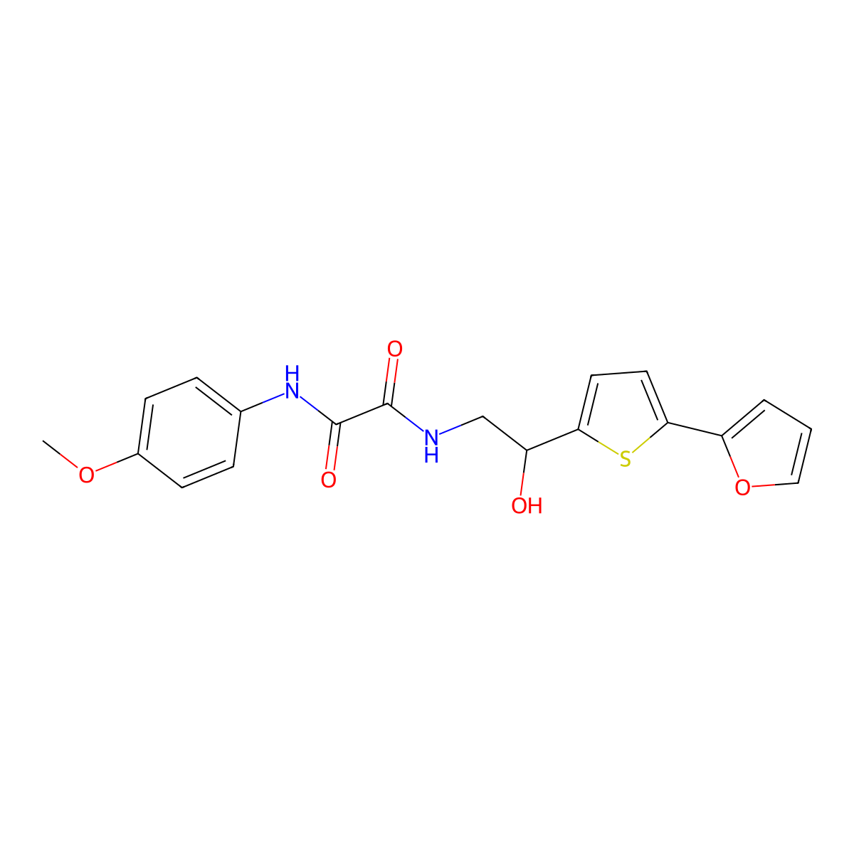 N-{2-[5-(furan-2-yl)thiophen-2-yl]-2-hydroxyethyl}-N'-(4-methoxyphenyl)ethanediamide molecular structure, CAS 2320860-28-2