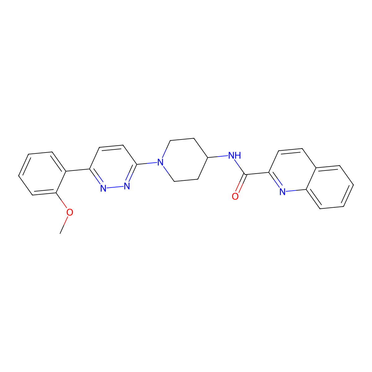 N-{1-[6-(2-methoxyphenyl)pyridazin-3-yl]piperidin-4-yl}quinoline-2-carboxamide molecular structure, CAS 2320860-41-9