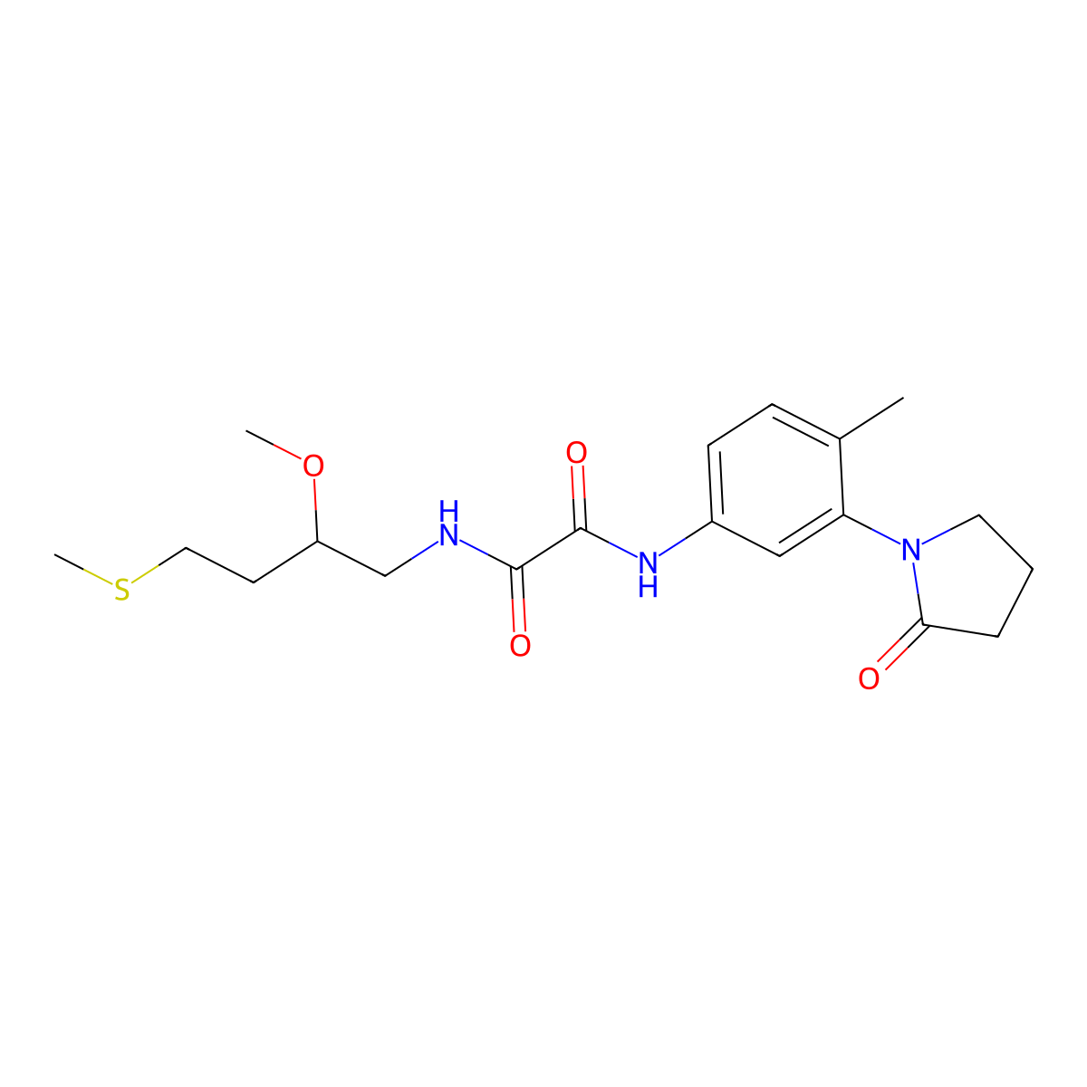 N-[2-methoxy-4-(methylsulfanyl)butyl]-N'-[4-methyl-3-(2-oxopyrrolidin-1-yl)phenyl]ethanediamide molecular structure, CAS 2320860-51-1