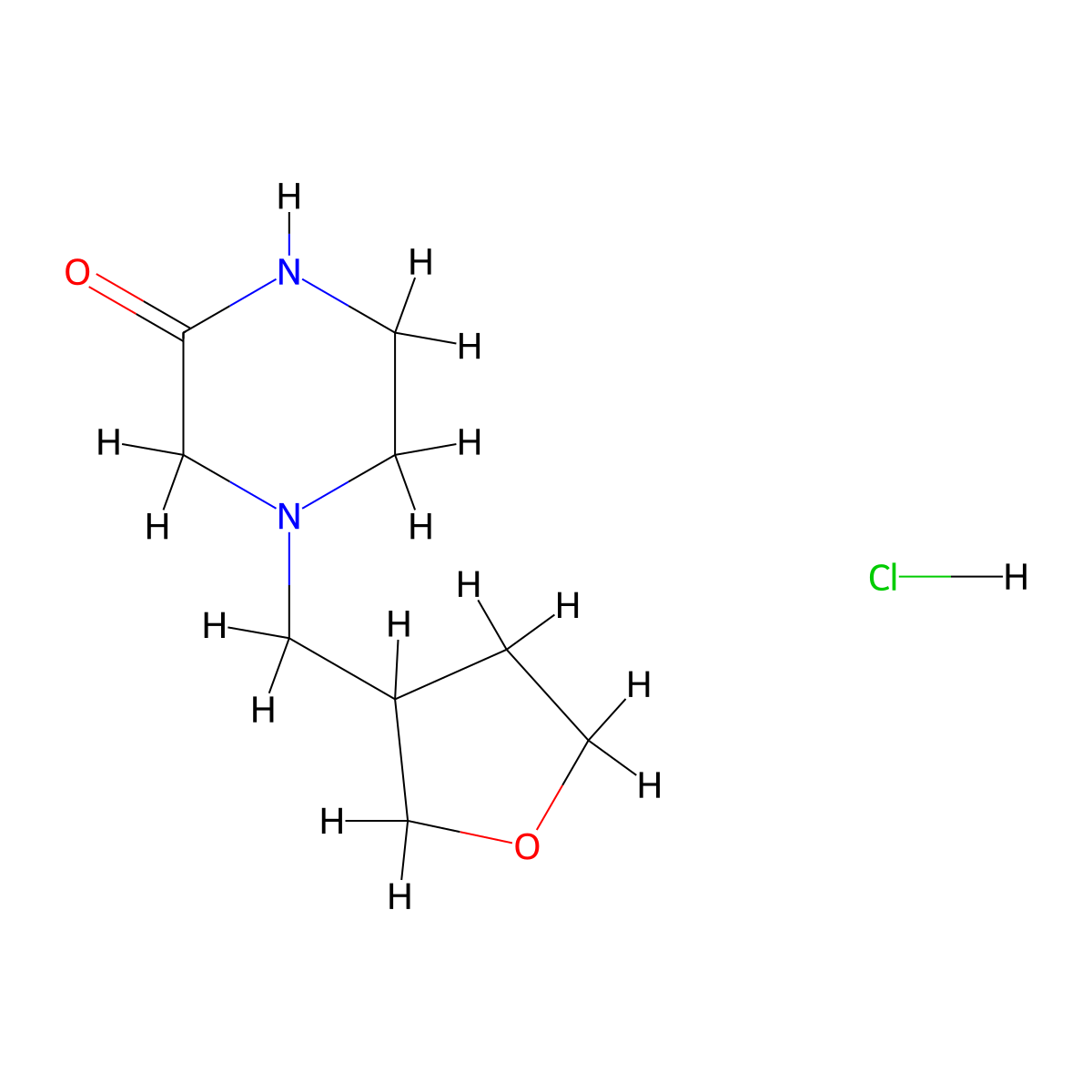 4-[(Oxolan-3-yl)methyl]piperazin-2-one hydrochloride molecular structure, CAS 2320860-62-4