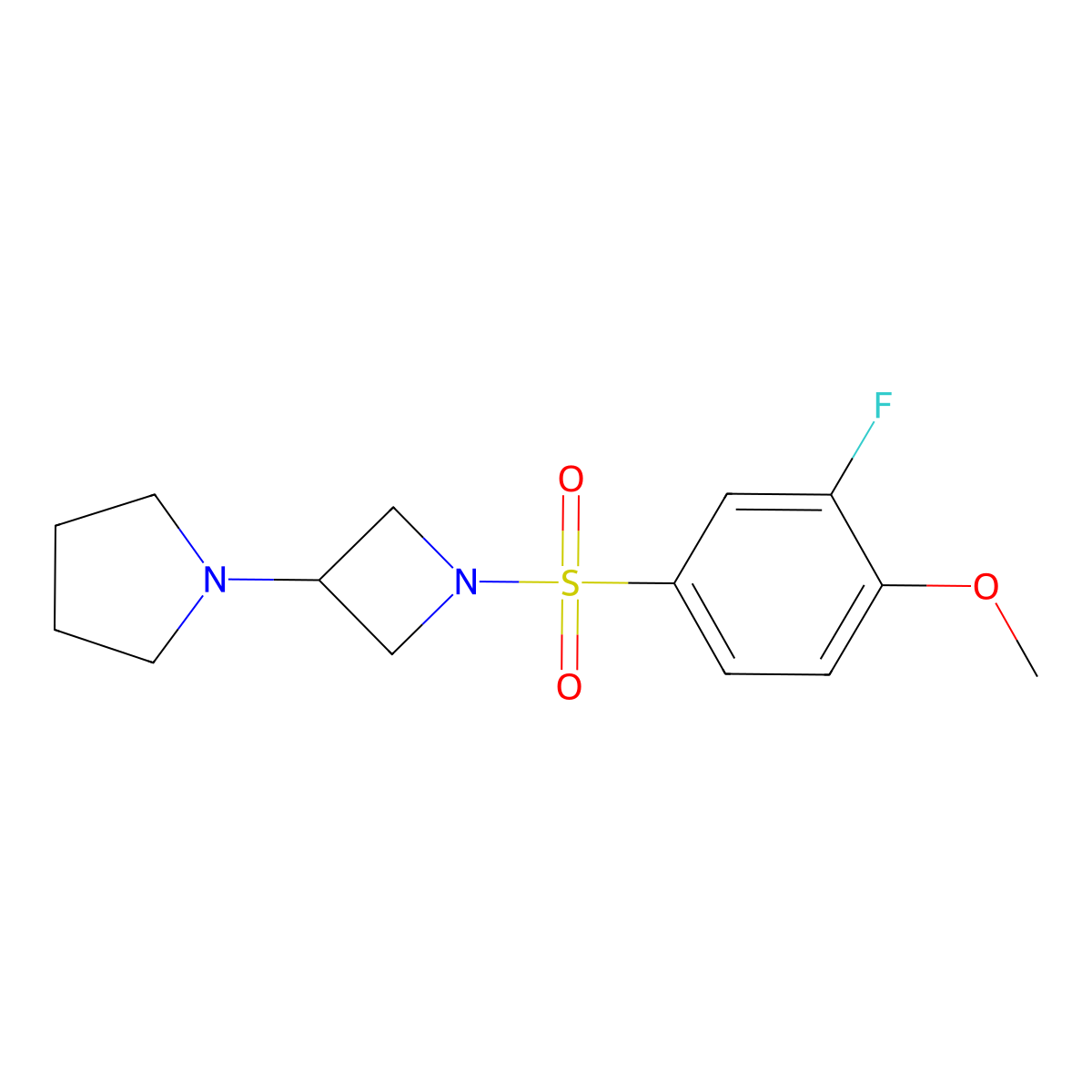 1-[1-(3-Fluoro-4-methoxybenzenesulfonyl)azetidin-3-yl]pyrrolidine molecular structure, CAS 2320861-02-5