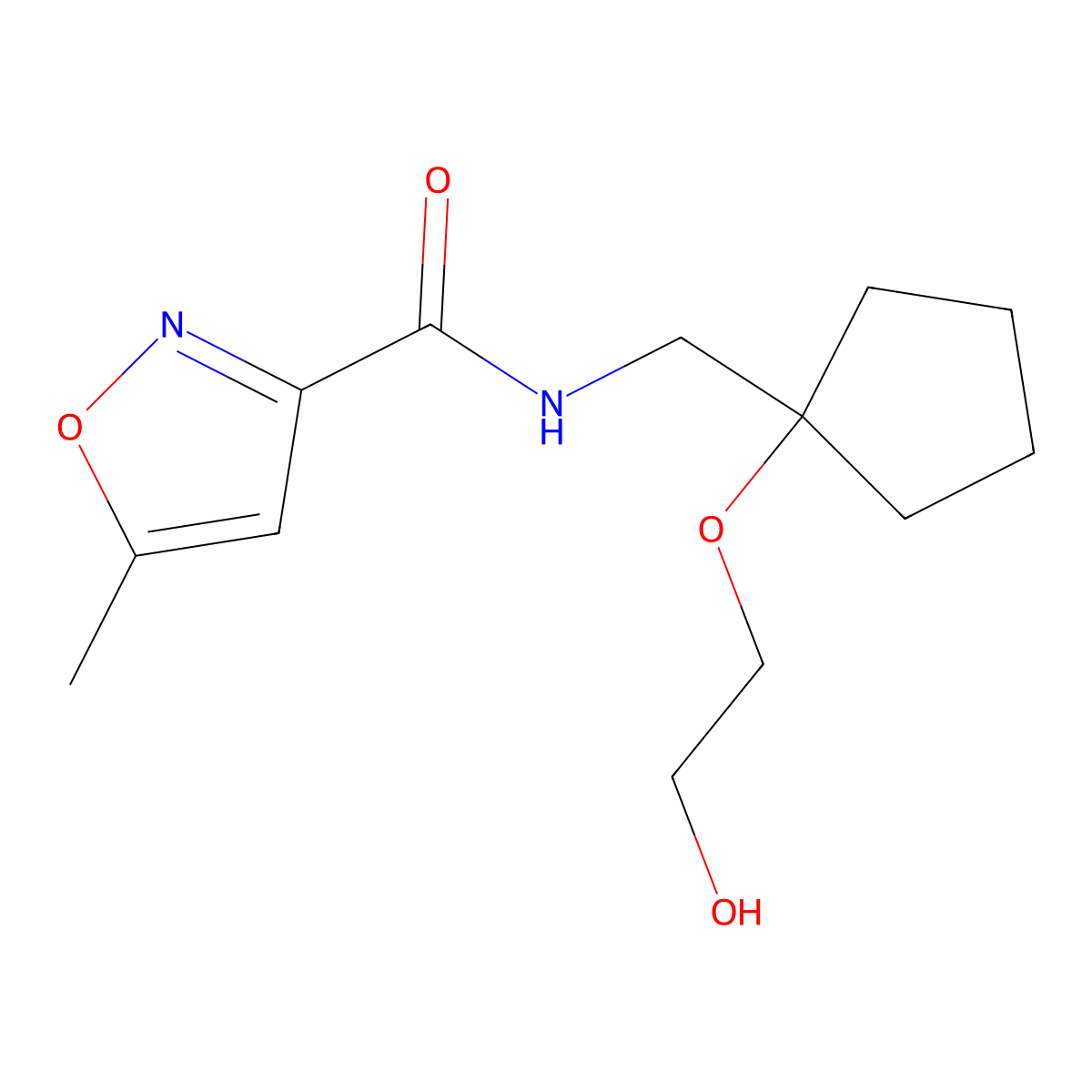 N-{[1-(2-hydroxyethoxy)cyclopentyl]methyl}-5-methyl-1,2-oxazole-3-carboxamide molecular structure, CAS 2320861-10-5